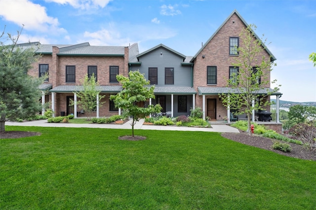 17 River Ridge Court, Beacon, NY 12508 - view of front of property featuring a front lawn, a porch, and brick siding