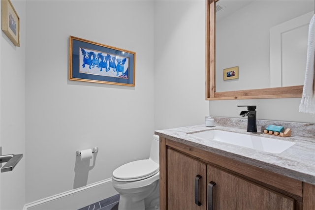 17 River Ridge Court, Beacon, NY 12508 - half bathroom with vanity, toilet, and baseboards