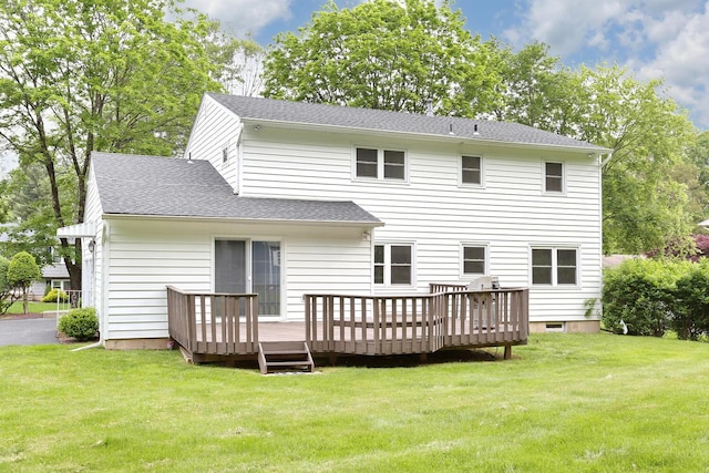 19 Verona Ct, New City, NY 10956 - back of house featuring a deck, a lawn, and roof with shingles