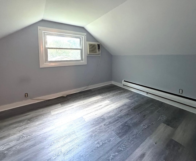 284 Titusville Rd, Poughkeepsie, NY 12603 - bonus room featuring baseboard heating, wood finished floors, a wall mounted AC, lofted ceiling, and baseboards
