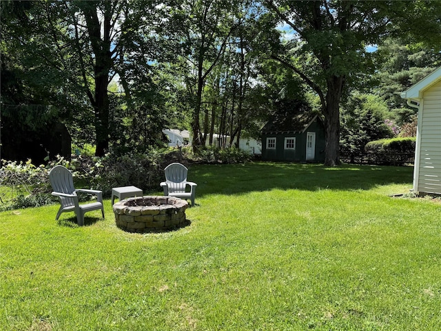 284 Titusville Rd, Poughkeepsie, NY 12603 - view of grassy yard featuring a fire pit