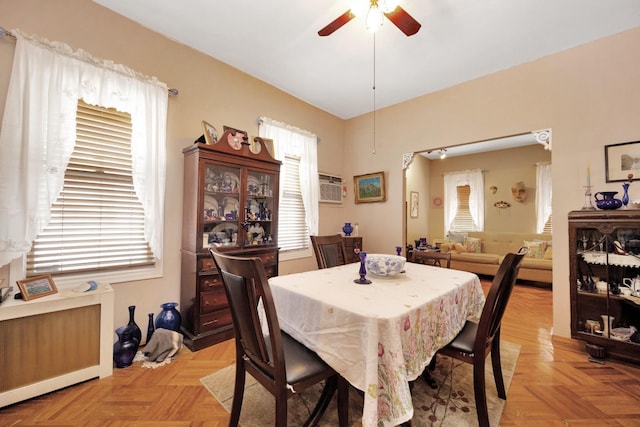 69-59 74th St, Middle Village, NY 11379 - dining area with ceiling fan and a wall unit AC