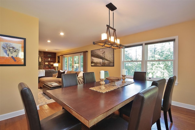4 Southview Rd, Chappaqua, NY 10514 - dining area with baseboards, recessed lighting, dark wood finished floors, and built in shelves