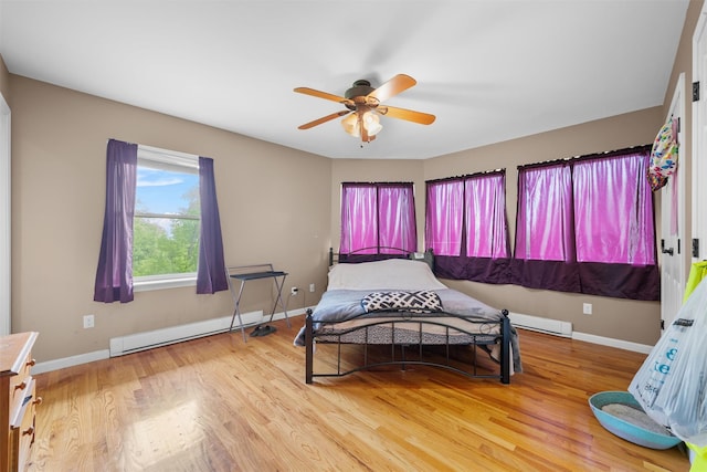 448 Old Mountain Rd, Port Jervis, NY 12771 - bedroom with baseboard heating, wood finished floors, baseboards, and ceiling fan