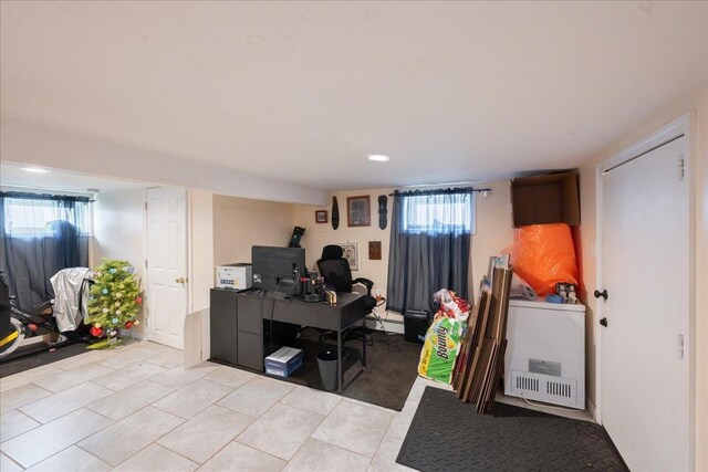 545 Mount Ave, West Babylon, NY 11704 - office space with a baseboard radiator and light tile patterned floors
