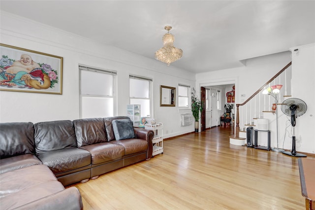 34-08 Murray Ln, Flushing, NY 11354 - living area featuring stairs and light wood-type flooring