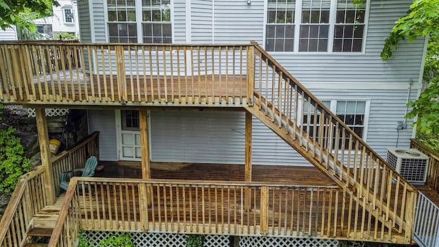 20 S St S, Highland Falls, NY 10928 - wooden deck featuring stairway and cooling unit