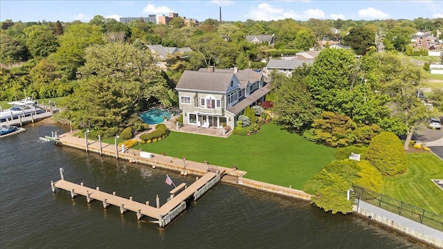 view from above of property featuring a large body of water