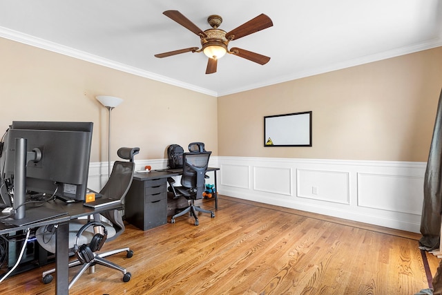 135 Ray Blvd, Poughkeepsie, NY 12603 - office space with a ceiling fan, ornamental molding, wainscoting, and wood finished floors