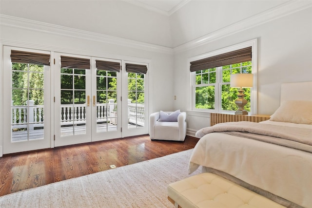 5 Club Way, Mount Kisco, NY 10549 - bedroom with access to outside, wood finished floors, and ornamental molding