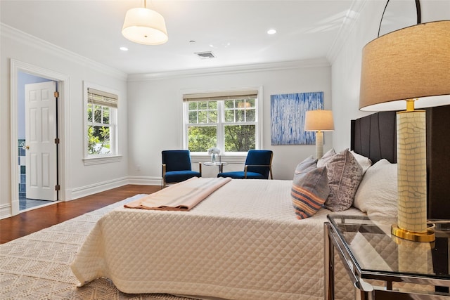 5 Club Way, Mount Kisco, NY 10549 - bedroom with wood finished floors, multiple windows, baseboards, crown molding, and recessed lighting