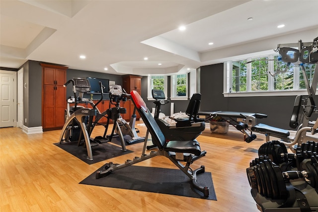 5 Club Way, Mount Kisco, NY 10549 - workout room with recessed lighting and light wood-type flooring