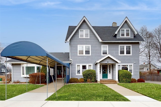 55 Teller Ave, Beacon, NY 12508 - view of front of home featuring a chimney and a shingled roof