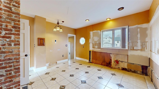 55 Teller Ave, Beacon, NY 12508 - entrance foyer with a chandelier, light tile patterned floors, baseboards, and recessed lighting