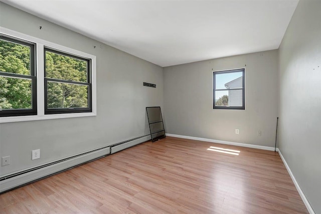 54 Capital Dr, Washingtonville, NY 10992 - spare room featuring a baseboard radiator, light wood-style flooring, and baseboards