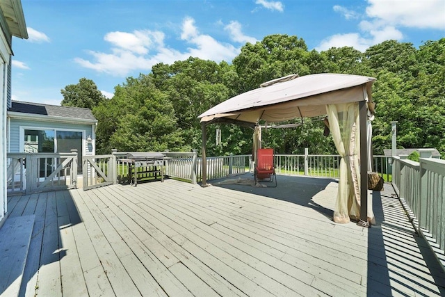 54 Capital Dr, Washingtonville, NY 10992 - wooden deck with a gazebo and view of wooded area