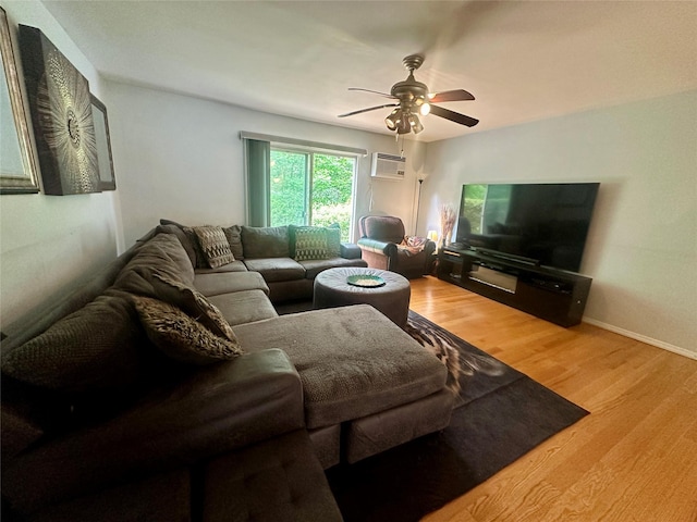 202 Doxbury Ln, Suffern, NY 10901 - living room with a ceiling fan, light wood-style floors, and a wall mounted AC
