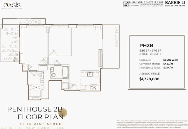 3116 21st St Unit Ph2B, Astoria, NY 11106 - room layout