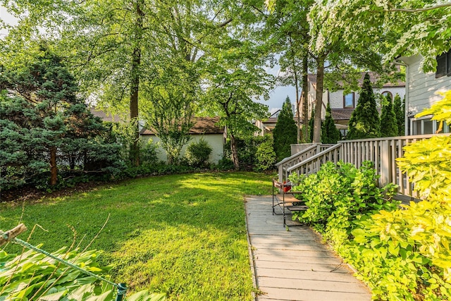 5 Cary Rd, Great Neck, NY 11021 - view of grassy yard featuring a wooden deck and stairway