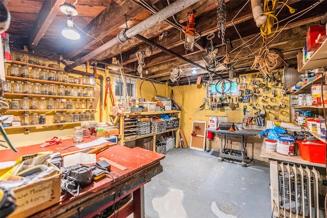 5 Cary Rd, Great Neck, NY 11021 - unfinished basement featuring a workshop area