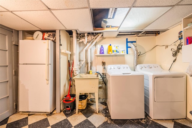 5 Cary Rd, Great Neck, NY 11021 - laundry room featuring washer and dryer and tile patterned floors