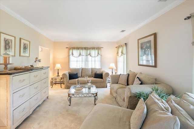 2 Moor Ln, East Patchogue, NY 11772 - living room with crown molding and light colored carpet