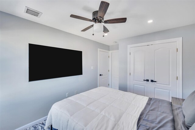 68 Brookline Ave, East Atlantic Beach, NY 11561 - bedroom featuring recessed lighting, a closet, ceiling fan, and baseboards