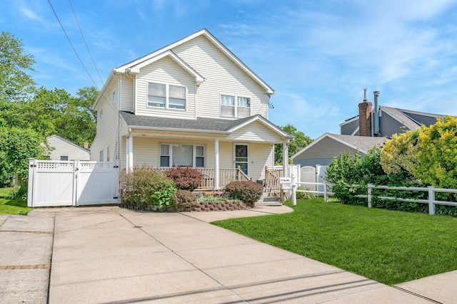 1450 Tadmor St, Merrick, NY 11566 - traditional-style home with a gate and covered porch
