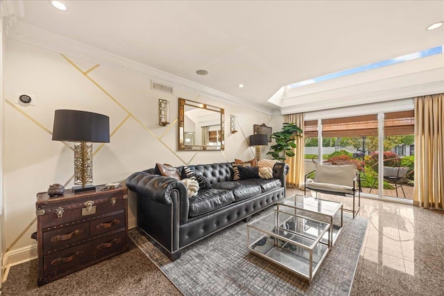 10 Bulaire, East Rockaway, NY 11518 - living area with ornamental molding and recessed lighting