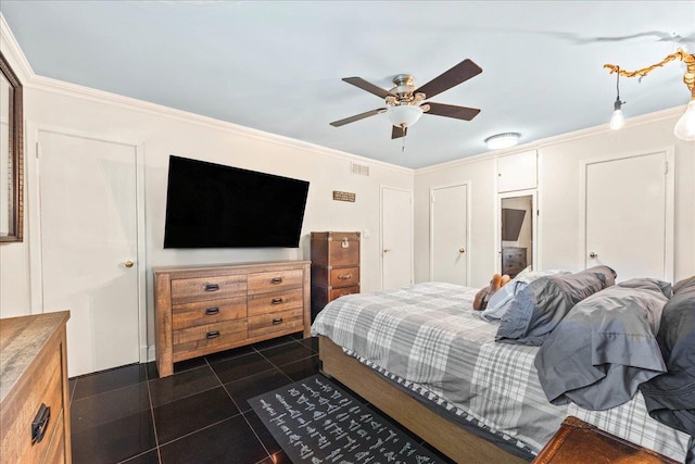 10 Bulaire, East Rockaway, NY 11518 - bedroom with ornamental molding and a ceiling fan