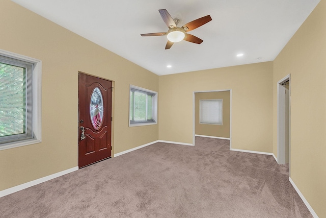 1817 Lincoln Ave, Holbrook, NY 11741 - carpeted entrance foyer with a ceiling fan and recessed lighting