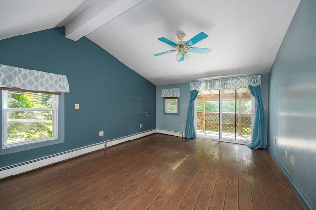 13 Cedar Ln, Poughkeepsie, NY 12601 - spare room featuring a ceiling fan, a baseboard heating unit, hardwood / wood-style floors, and healthy amount of natural light