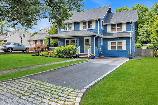 123 Maple Ave, Northport, NY 11768 - view of front of property with asphalt driveway and roof with shingles