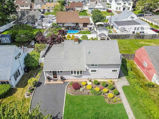 51 Pewter Ln, Hicksville, NY 11801 - aerial perspective of suburban area featuring a pool area