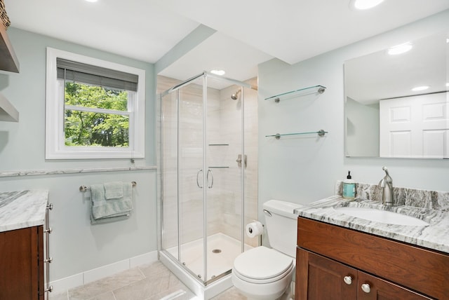 7 Adele Ct, Montrose, NY 10567 - bathroom featuring vanity, toilet, a shower stall, and recessed lighting