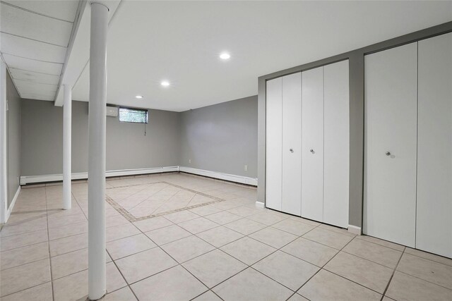 29 Jackson Dr, Stony Point, NY 10980 - below grade area with light tile patterned floors, recessed lighting, and baseboards
