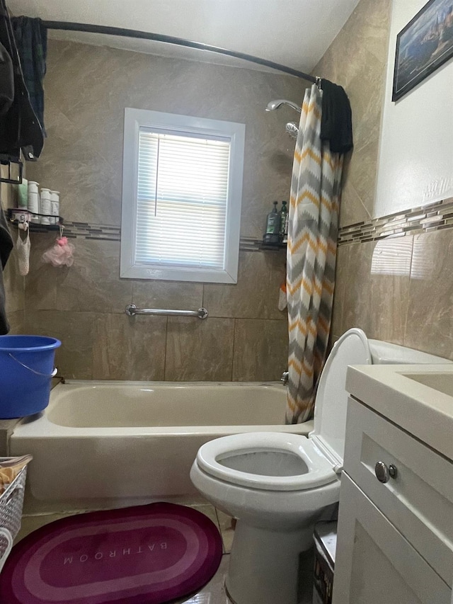 17363 105th Ave, Jamaica, NY 11433 - bathroom featuring toilet, shower / bath combo with shower curtain, and vanity