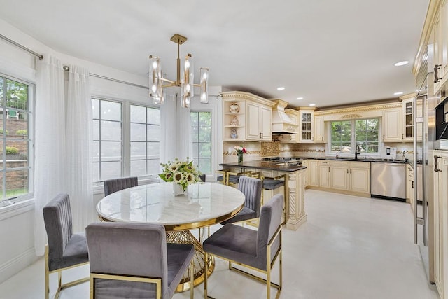 8 Stark Ct, New City, NY 10956 - dining area with a chandelier, recessed lighting, and concrete floors