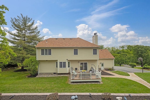 8 Stark Ct, New City, NY 10956 - rear view of house featuring a yard, a chimney, and a deck