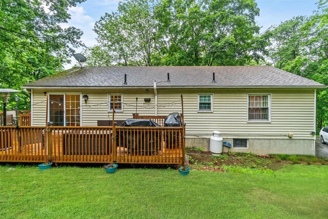 294 Rte 292, Holmes, NY 12531 - rear view of property featuring a lawn, a deck, and roof with shingles