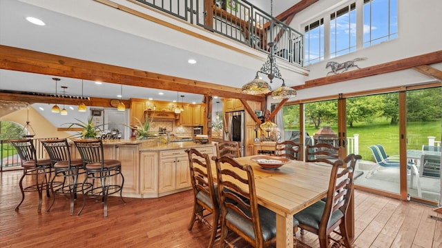 42 Blackstone Rdg, Holmes, NY 12531 - dining room with light wood-type flooring, plenty of natural light, recessed lighting, and a high ceiling