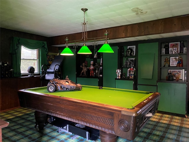1 Parkview Dr, Middletown, NY 10940 - game room with billiards, wood walls, and carpet floors