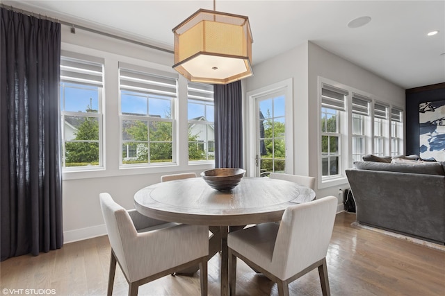 18 Rose Ln, Rye Brook, NY 10573 - dining area with plenty of natural light, baseboards, light wood-style flooring, and recessed lighting