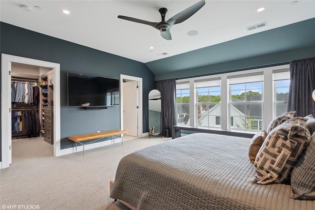 18 Rose Ln, Rye Brook, NY 10573 - carpeted bedroom featuring a spacious closet, vaulted ceiling, recessed lighting, a closet, and baseboards