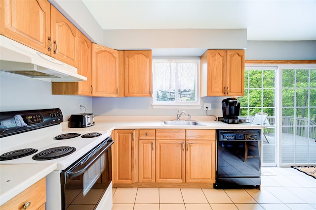 7 Ross Ln, Middletown, NY 10941 - kitchen featuring range with electric cooktop, dishwasher, under cabinet range hood, light countertops, and light tile patterned floors