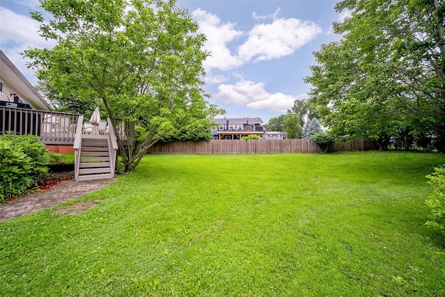 7 Ross Ln, Middletown, NY 10941 - view of yard with stairway and a wooden deck