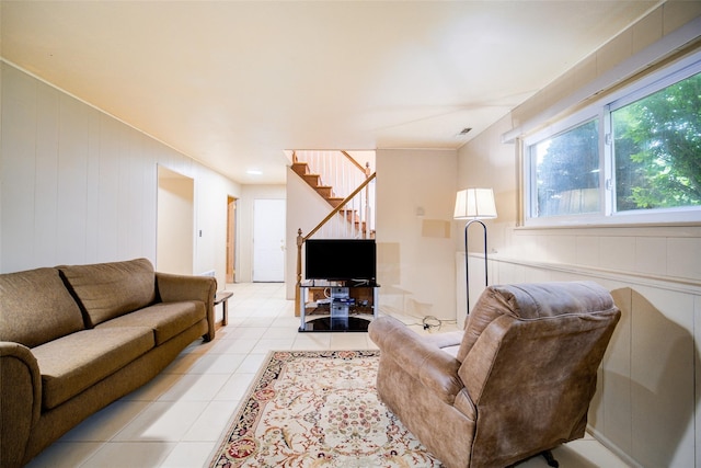 7 Ross Ln, Middletown, NY 10941 - living room featuring stairs and light tile patterned floors
