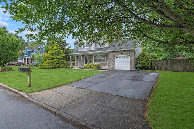 5 Michelle Ln, Selden, NY 11784 - traditional-style house featuring stone siding, driveway, and a porch