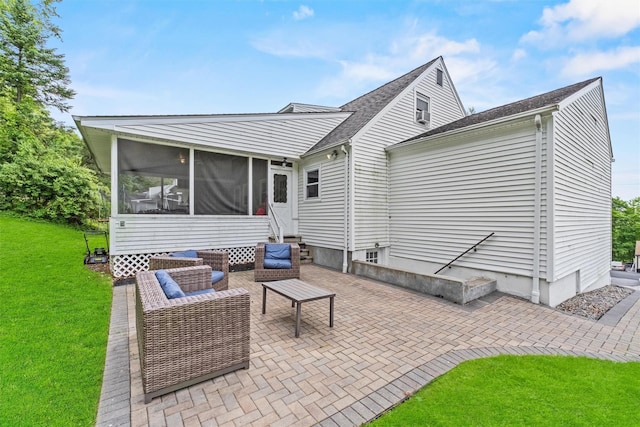 3518 Overlook Ave, Yorktown Heights, NY 10598 - view of patio with entry steps and a sunroom