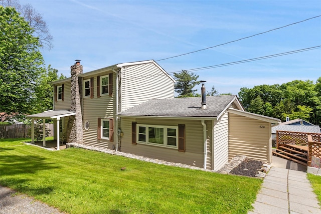 420 Fourth Rd, Wappingers Falls, NY 12590 - view of front of home featuring a chimney, roof with shingles, and a patio